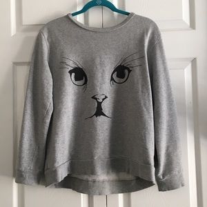 Grey cat face sweater
